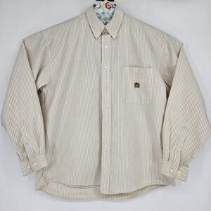 Cinch Shirt Mens Large‎ Western White Tan Striped Button Down Cowboy Long Sleeve